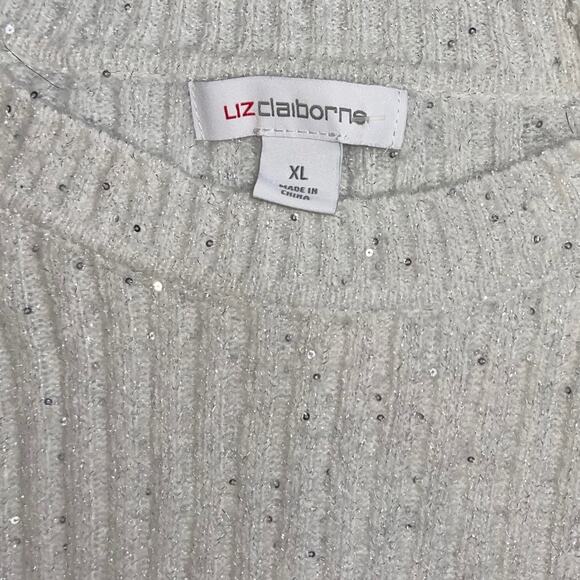 Liz Claiborne Pullover Crew Sequins Knit Sweater wide sleeve size XL - Picture 3 of 3
